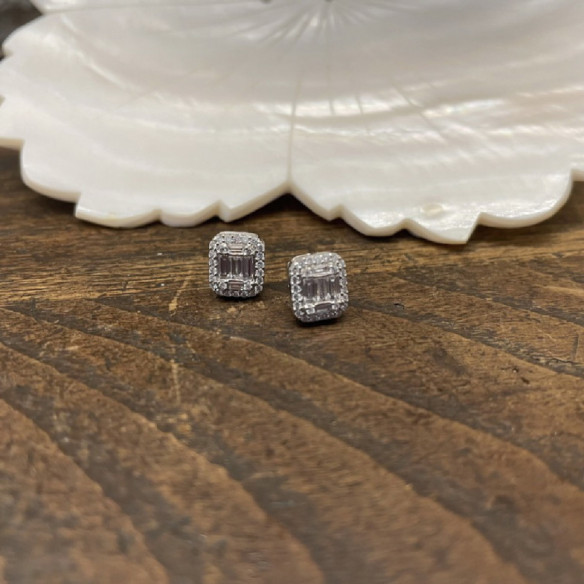 Orecchini quadrati di diamanti Dormilonas - Orecchini della sposa