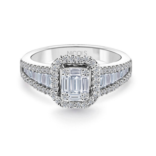 Anillo de Diamantes Aniversario Wedding Band - Schnitzen von Baguette