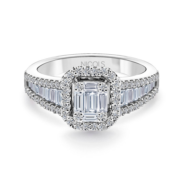 Anillo de Diamantes Aniversario Wedding Band - Talla Baguette