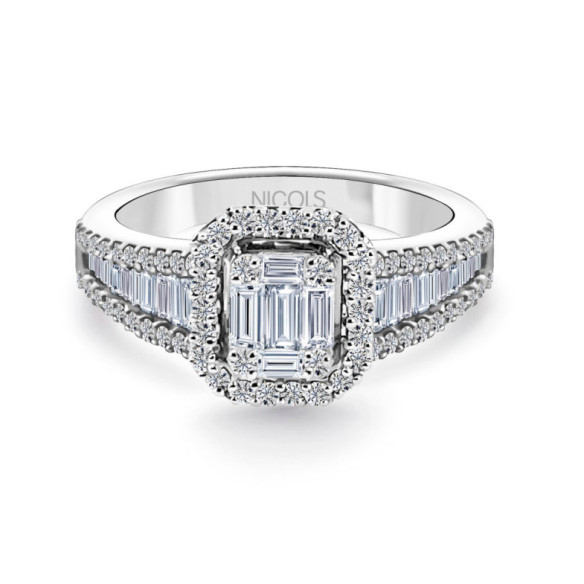 Anillo de Diamantes Aniversario Wedding Band - Intaglio baguette