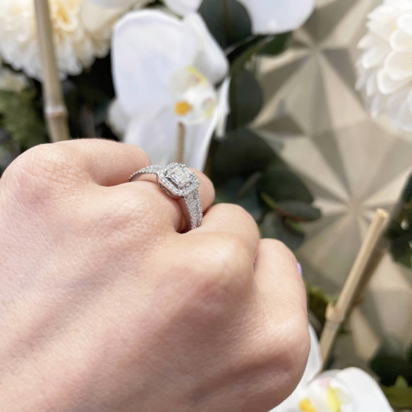 Anillo de Diamantes Aniversario Wedding Band - Schnitzen von Baguette