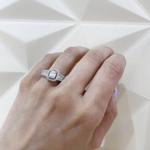 Anillo de Diamantes Aniversario Wedding Band - Sculpture baguette