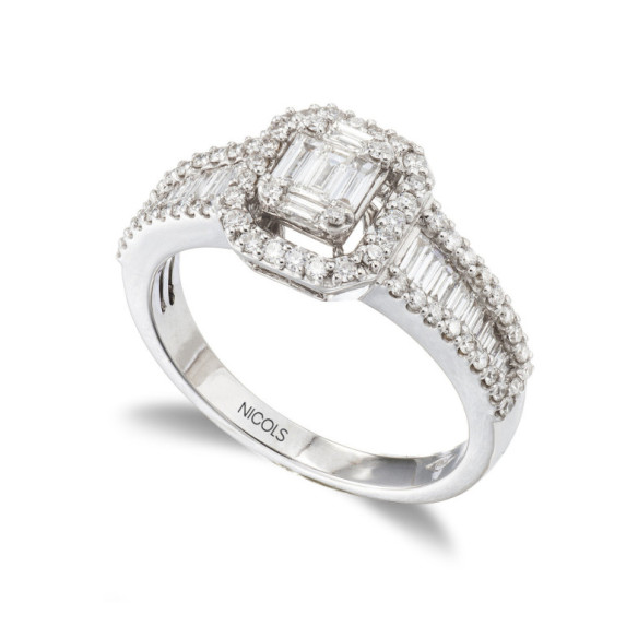 Anillo de Diamantes Aniversario Wedding Band - Sculpture baguette