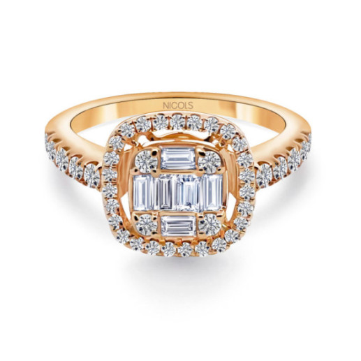 Anniversary Engagement Ring SQUARE - Pink Gold Rings