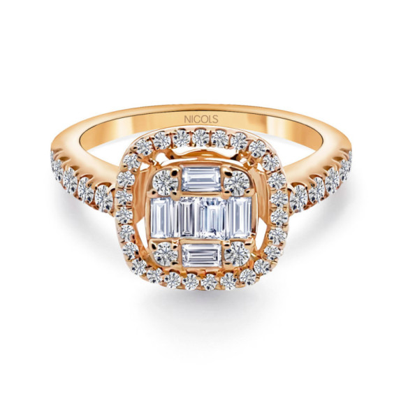 Impegno di anniversario Anello quadrato - Anelli d'oro rose