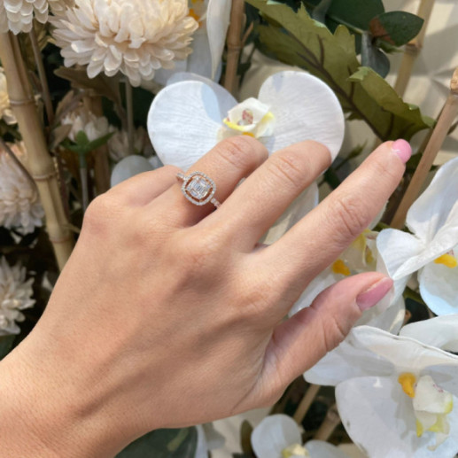 Anillo De Compromiso Aniversario Square - Anillos Oro Rosa 2
