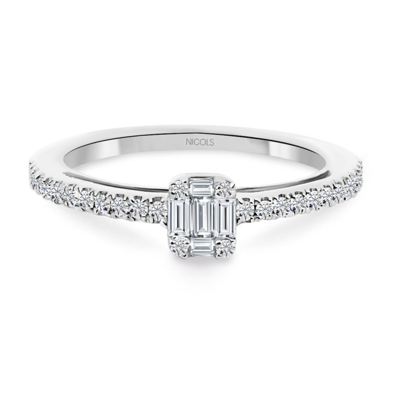 Anillo Diamantes Minerva 0.40 Oro Blanco - Sculpture baguette