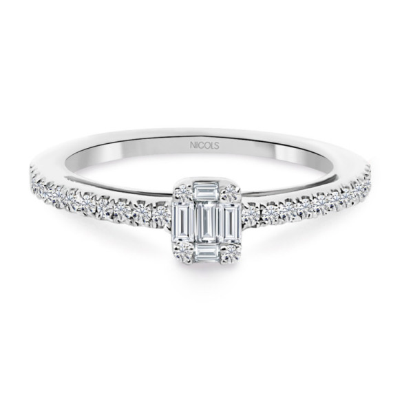 Anillo Diamantes Minerva 0.40 Oro Blanco - Talla Baguette