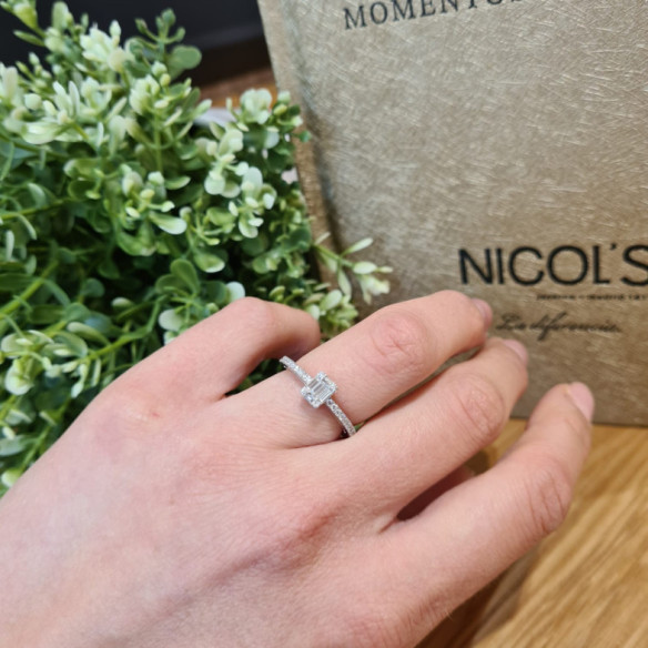 Anillo Diamantes Minerva 0.40 Oro Blanco - Talla Baguette