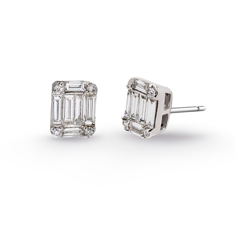 Diamond Earrings MINERVA 0.70 Square Studs - Bride earrings