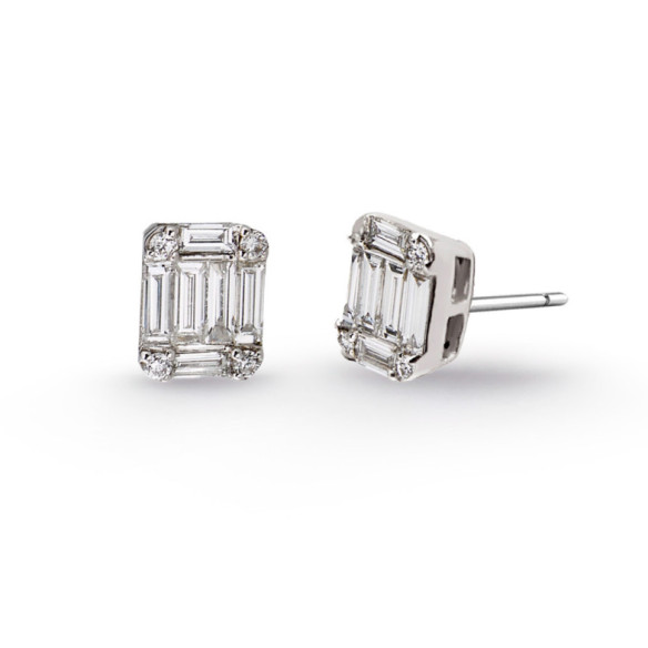 Diamond Earrings MINERVA 0.70 Square Studs - Bride earrings