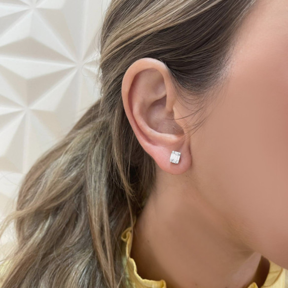 Diamond Earrings MINERVA 0.70 Square Studs - Bride earrings