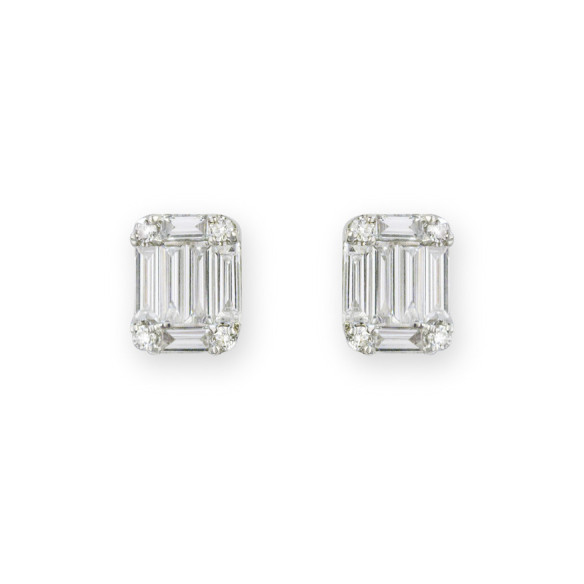 Pendientes Diamantes Minerva 0.70 Dormilonas Square - Pendientes de Novia