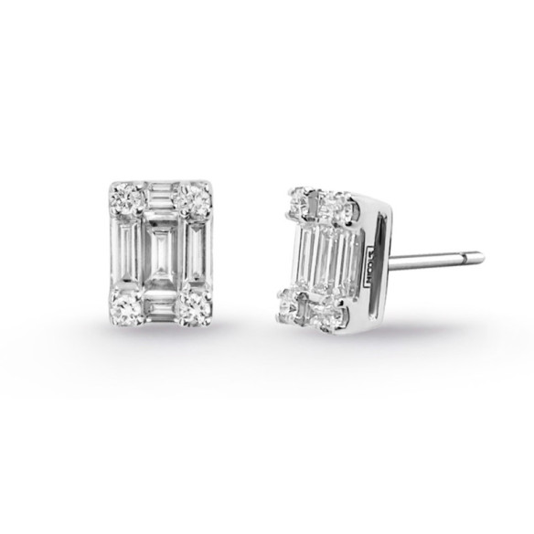 Pendientes Diamantes Minerva 0.65 Dormilonas Square - Pendientes de Novia