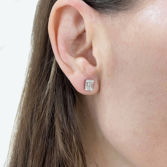Pendientes Diamantes Minerva 0.65 Dormilonas Square - Pendientes de Novia