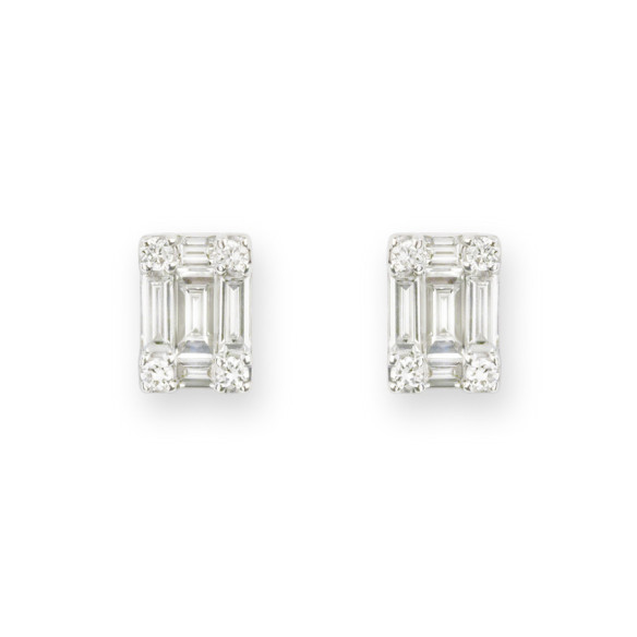 Pendientes Diamantes Minerva 0.65 Dormilonas Square - Pendientes de Novia