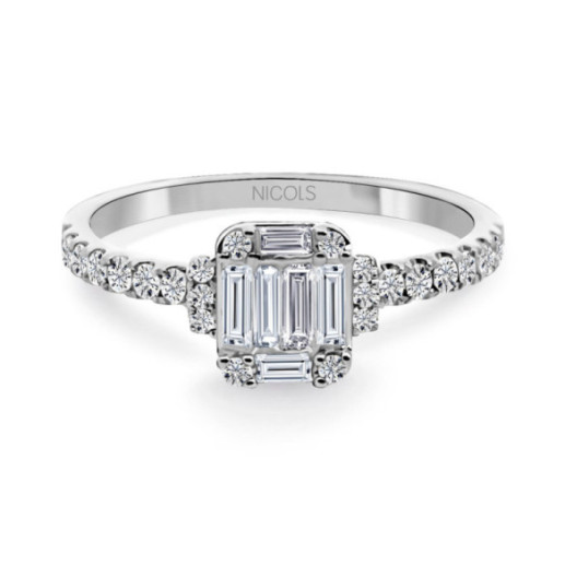 Anel de diamante Electra 0,58 ouro branco - Compromisso de aniversário de anéis