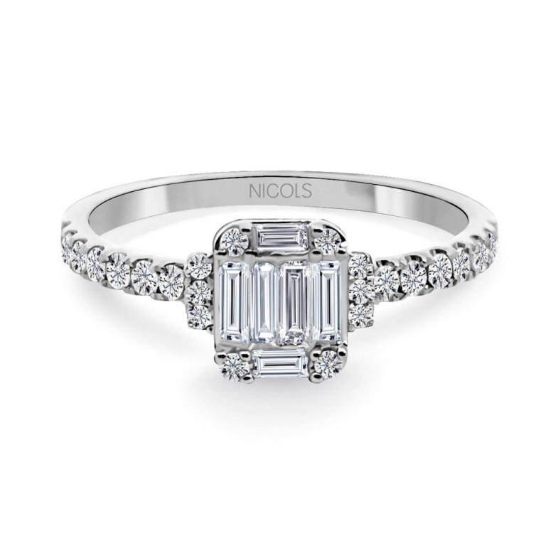 Anillo Diamantes Electra 0.58 Oro Blanco - Anillos Compromiso Aniversario