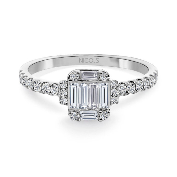 Anel de diamante Electra 0,58 ouro branco - Compromisso de aniversário de anéis