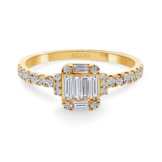 Anillo Diamantes Electra 0.58 Oro Amarillo - Talla Baguette