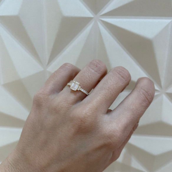 Electra Diamantring 0,58 Gelbgold - Schnitzen von Baguette