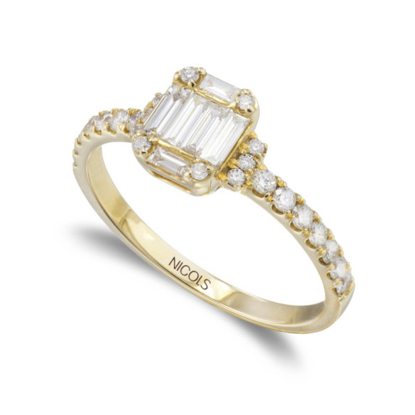 Anillo Diamantes Electra 0.58 Oro Amarillo - Talla Baguette