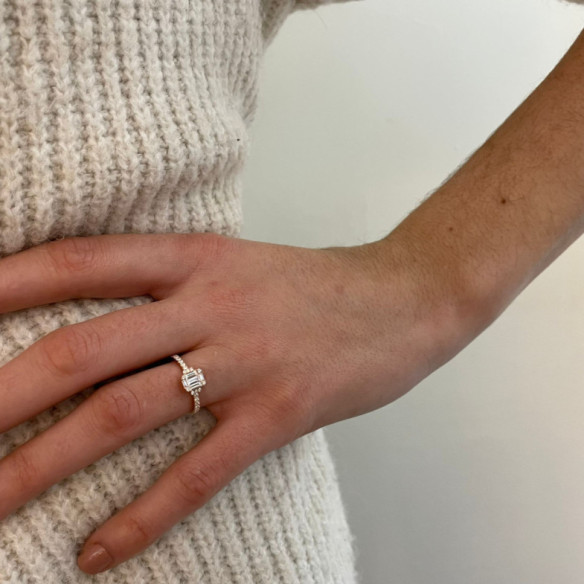 Anillo Diamantes Electra 0.58 Oro Rosa - Schnitzen von Baguette