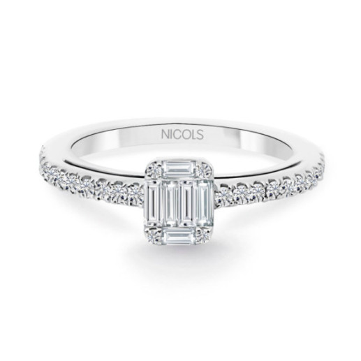 Anillo Diamantes Minerva 0.45 Oro Blanco - Talla Baguette