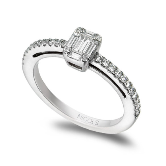 Anillo Diamantes Minerva 0.45 Oro Blanco - Talla Baguette