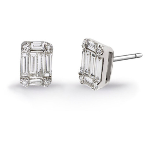 MINERVA Diamond Earrings 0.40 Square Studs - Bride earrings