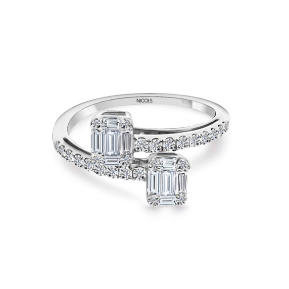 Anillo Diamantes Electra 0.85 Tu Y Yo Oro Blanco - Bagues de fiançailles d'anniversaire