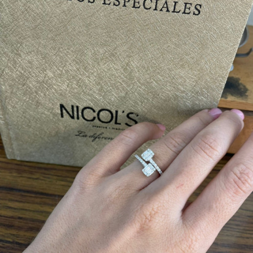 Anel de diamante Electra 0,85 You and Me em ouro branco - Compromisso de aniversário de anéis 2