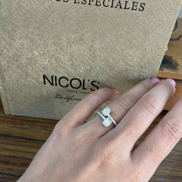 Anel de diamante Electra 0,85 You and Me em ouro branco - Compromisso de aniversário de anéis