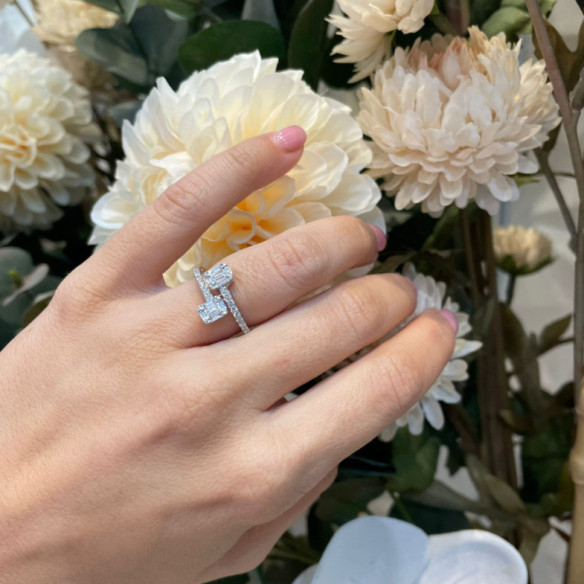 Anillo Diamantes Electra 0.85 Tu Y Yo Oro Blanco - Bagues de fiançailles d'anniversaire