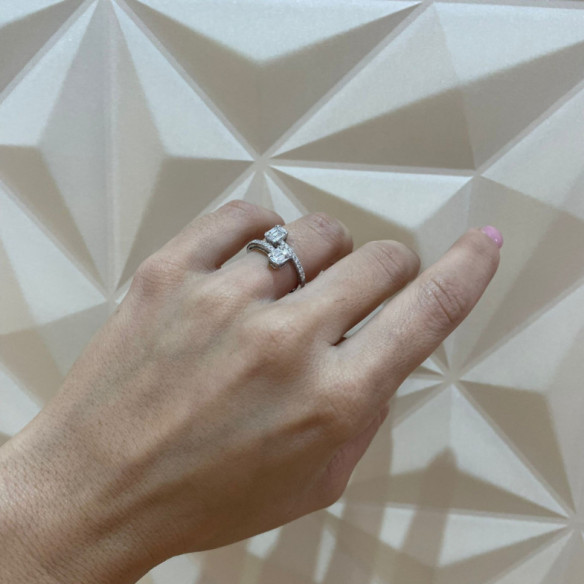 Anillo Diamantes Electra 0.85 Tu Y Yo Oro Blanco - Anillos Compromiso Aniversario