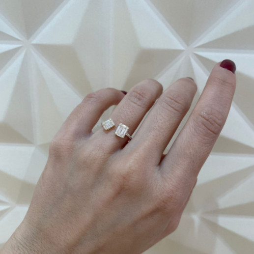 Anillo Diamantes Electra 0.65 Tu Y Yo Oro Amarillo - Anillos Compromiso Aniversario 2