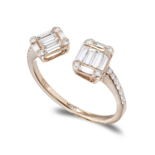 Anillo Diamantes Electra 0.65 Tu Y Yo Oro Rosa - Talla Baguette 2