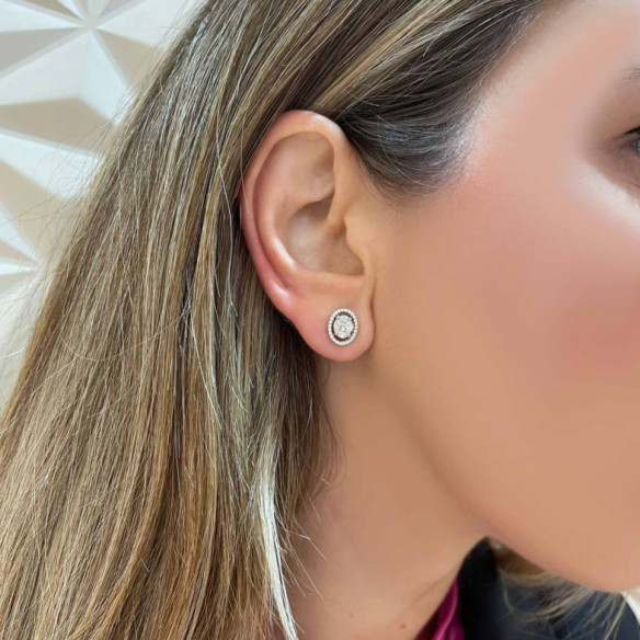 Pendientes Diamantes Dormilonas Oval - Pendientes de Novia