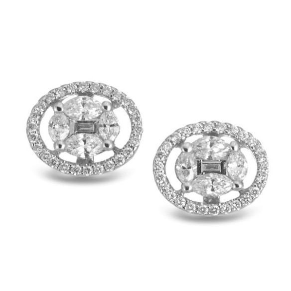 Pendientes Diamantes Dormilonas Oval - Boucles d'oreilles mariées