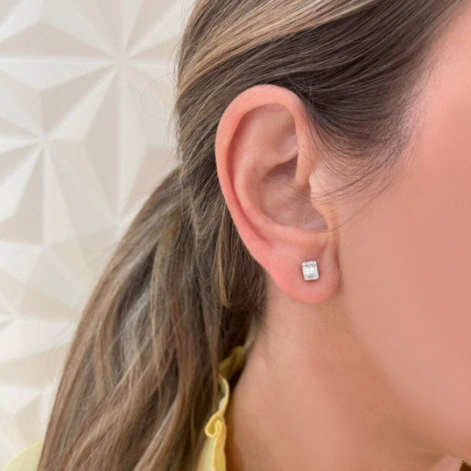 Dormilonas diamond earrings SQUARE - Bride earrings 2