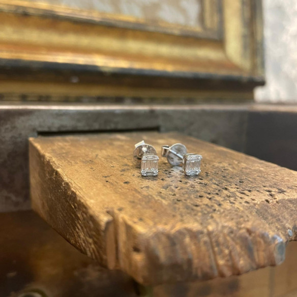 Orecchini quadrati di diamanti Dormilonas - Orecchini della sposa
