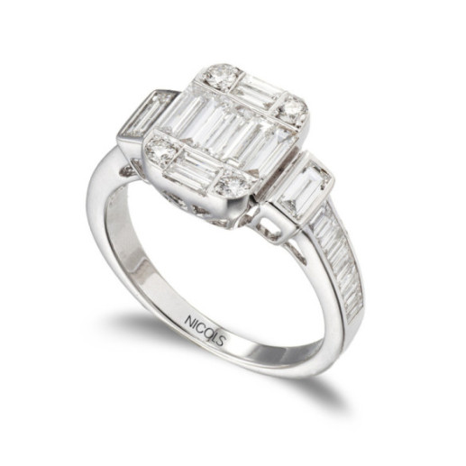 Anillo Diamantes Aniversario Wedding Band - Talla Baguette