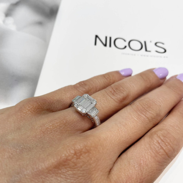 Anillo Diamantes Aniversario Wedding Band - Sculpture baguette