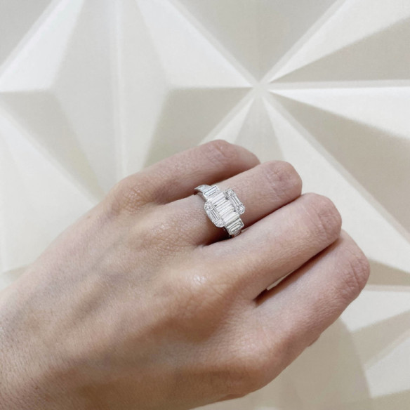 Anillo Diamantes Aniversario Wedding Band - Sculpture baguette
