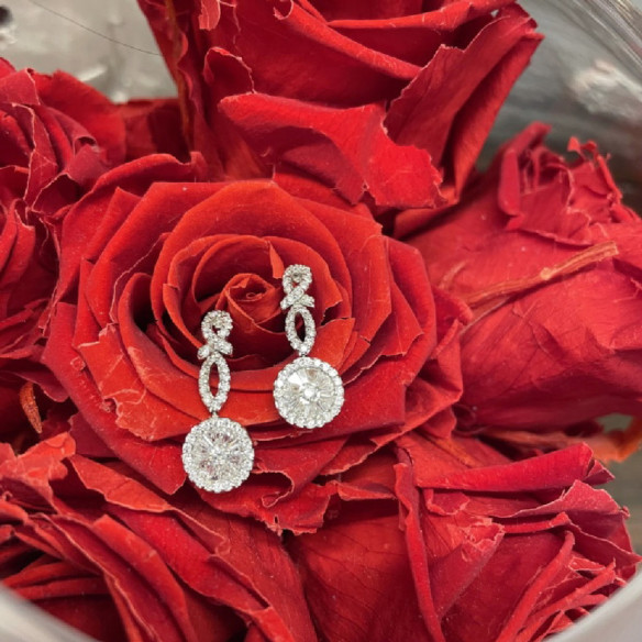 Diamond earrings ANNIVERSARY ROUND - Bride earrings