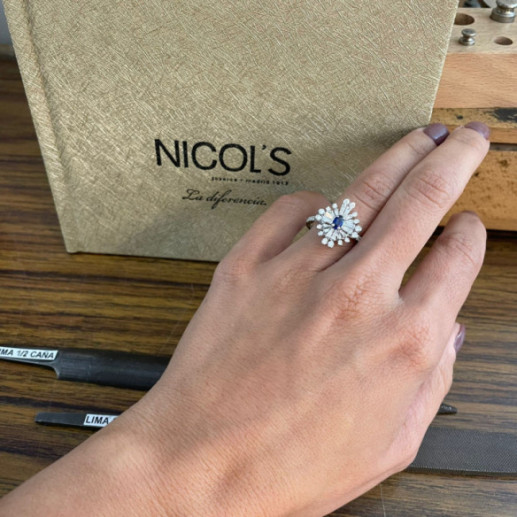 Anillo Diamantes y Zafiro Copo de Nieve - Anelli zaffiro 2