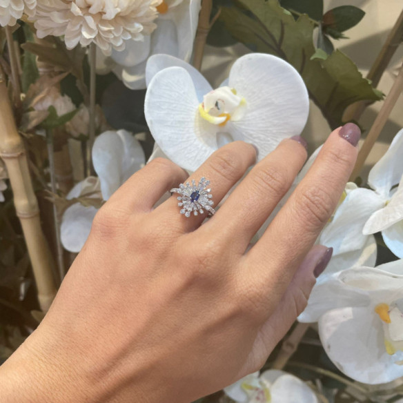 Anillo Diamantes y Zafiro Copo de Nieve - Saphiringe