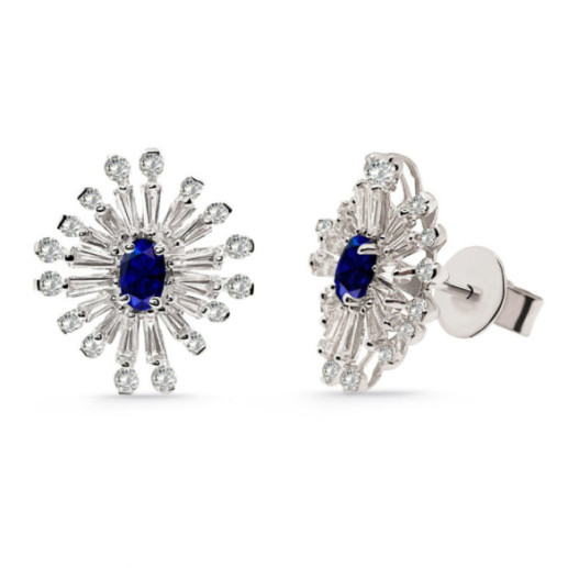 Pendientes Diamantes y Zafiro Copo de Nieve - Pendientes de Zafiro