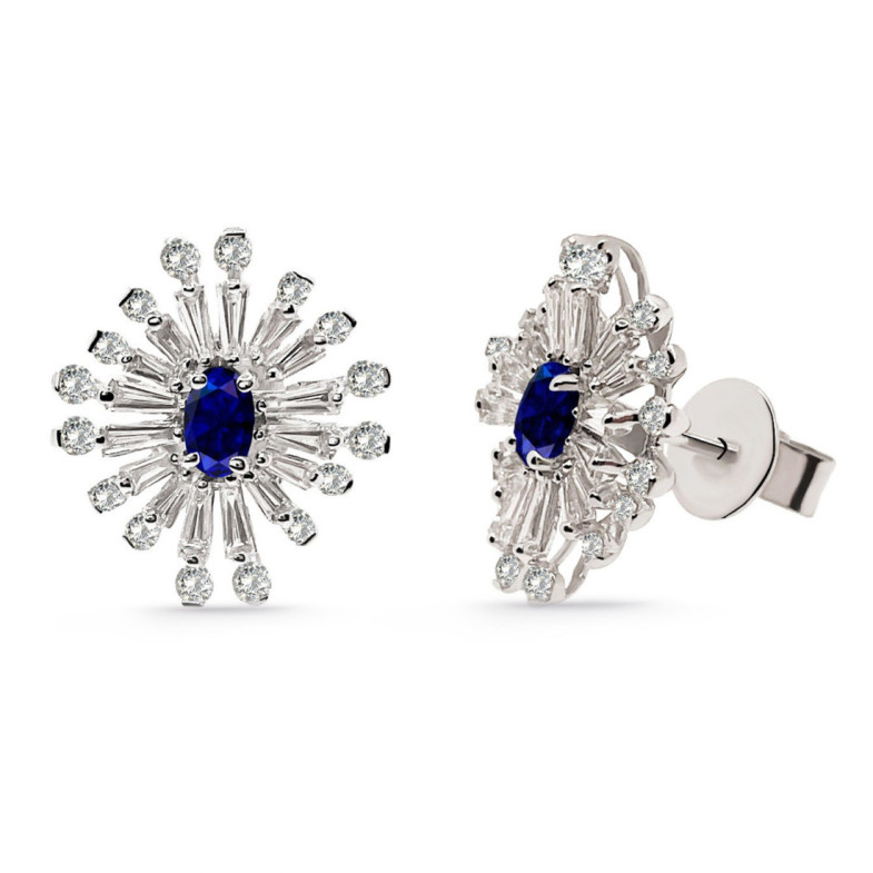 Pendientes Diamantes y Zafiro Copo de Nieve - Orecchini zaffiro
