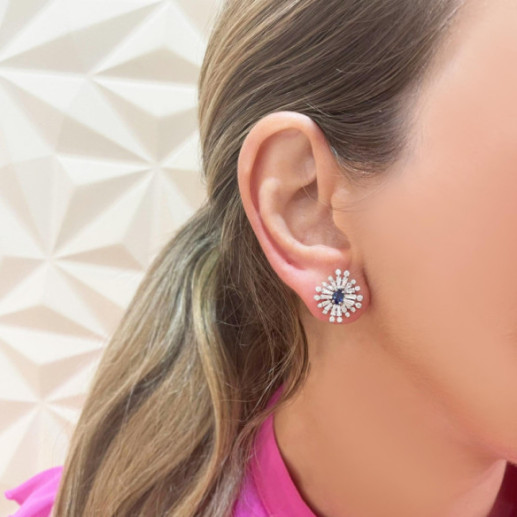 Pendientes Diamantes y Zafiro Copo de Nieve - Pendientes de Zafiro 2